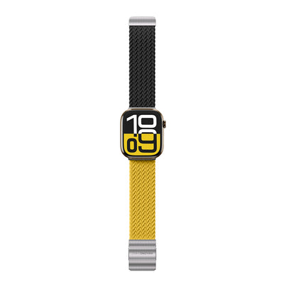 Apple Watch 10 46mm Amazingthing Glamour Blend Hasır Kordon Siyah-Gri