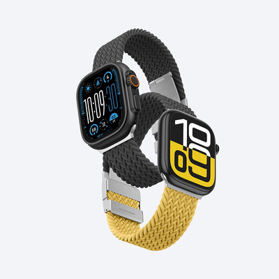 Apple Watch 10 46mm Amazingthing Glamour Blend Hasır Kordon Pembe-Gri
