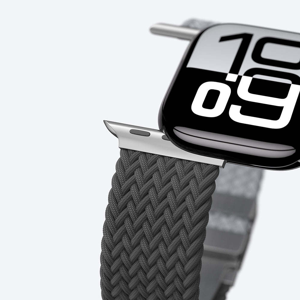 Apple Watch 10 46mm Amazingthing Glamour Blend Hasır Kordon Siyah-Gri