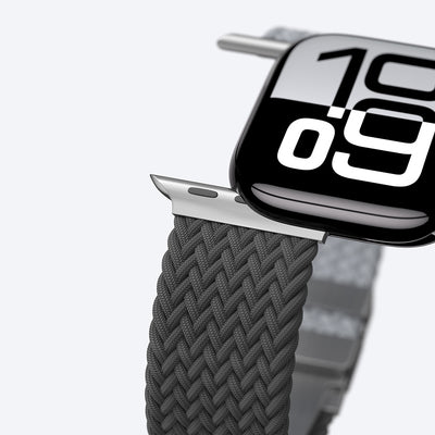 Apple Watch 10 46mm Amazingthing Glamour Blend Hasır Kordon Siyah-Gri