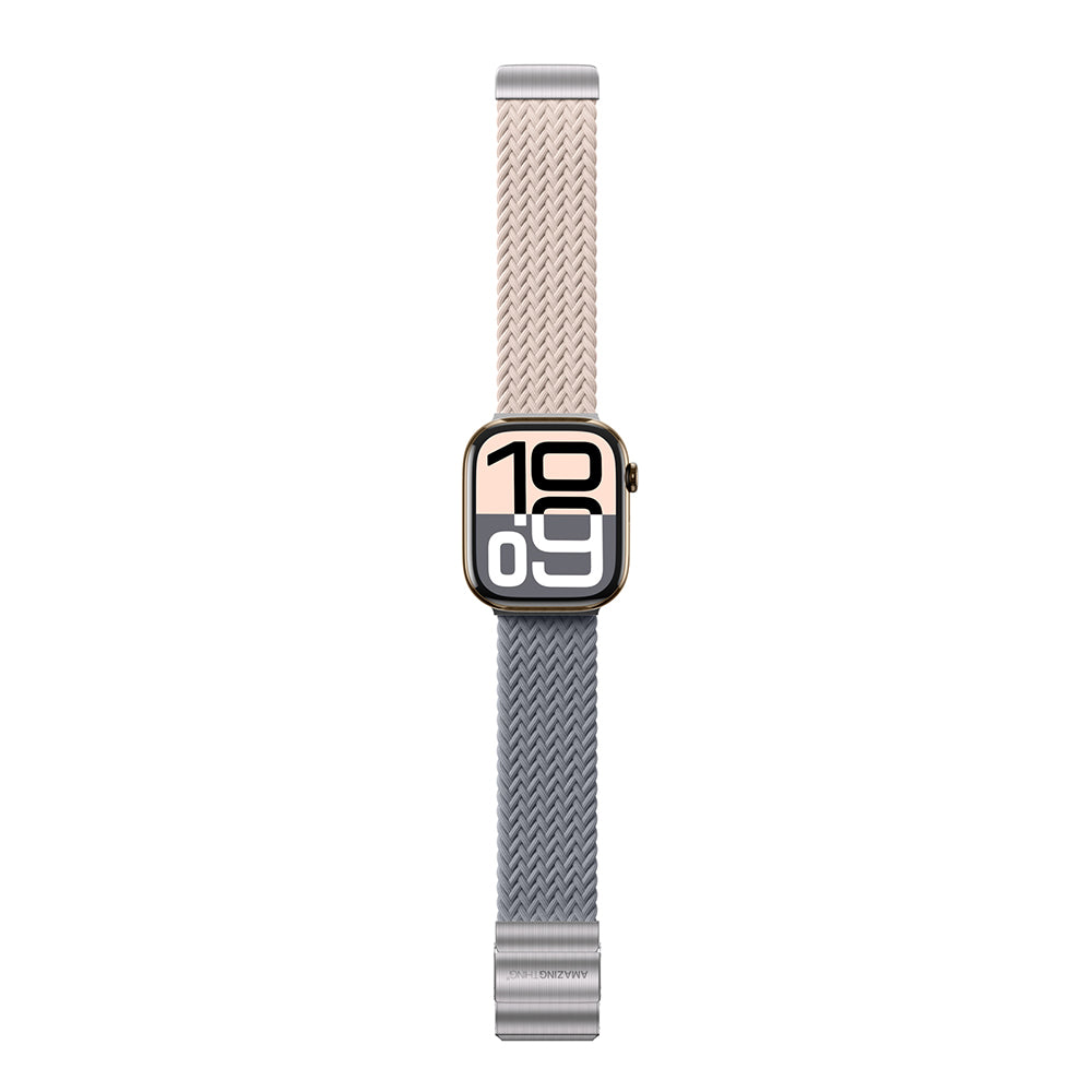 Apple Watch 10 46mm Amazingthing Glamour Blend Hasır Kordon Starlight Purple