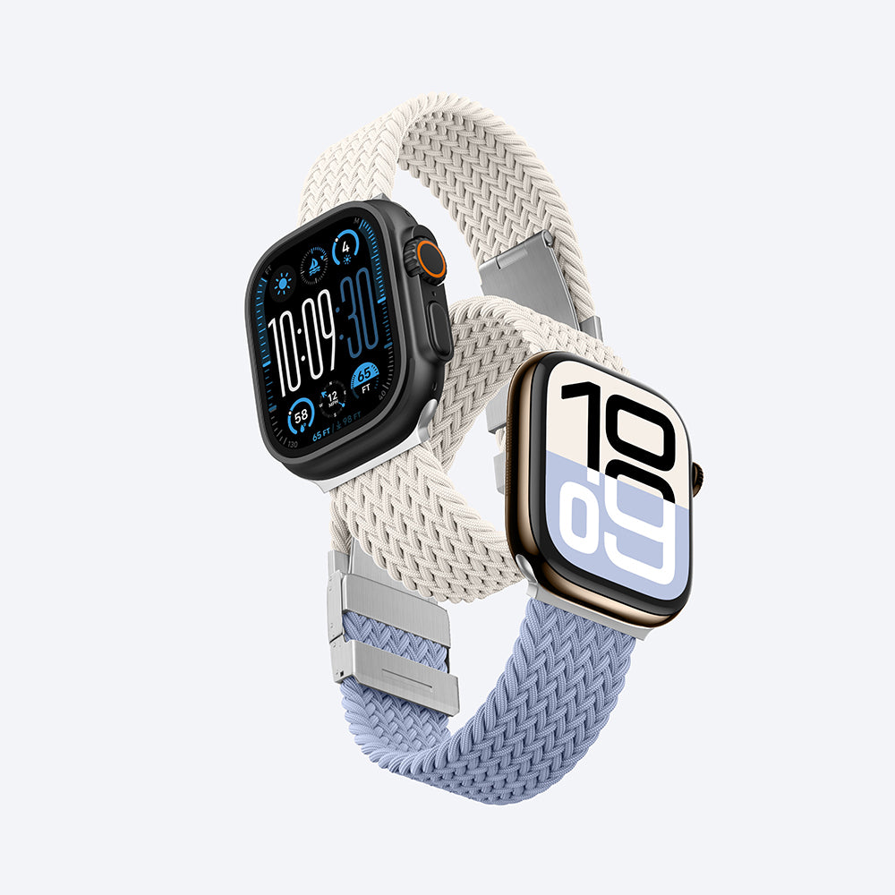 Apple Watch 10 46mm Amazingthing Glamour Blend Hasır Kordon Starlight Purple