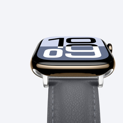 Apple Watch 10 46mm Amazingthing Glamour Class Deri Kordon Gri