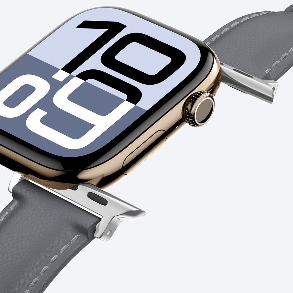 Apple Watch 10 46mm Amazingthing Glamour Class Deri Kordon Gri