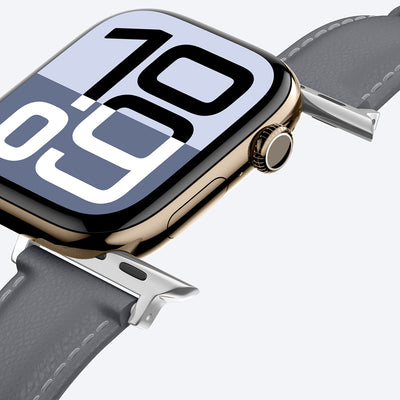 Apple Watch 10 46mm Amazingthing Glamour Class Deri Kordon Gri