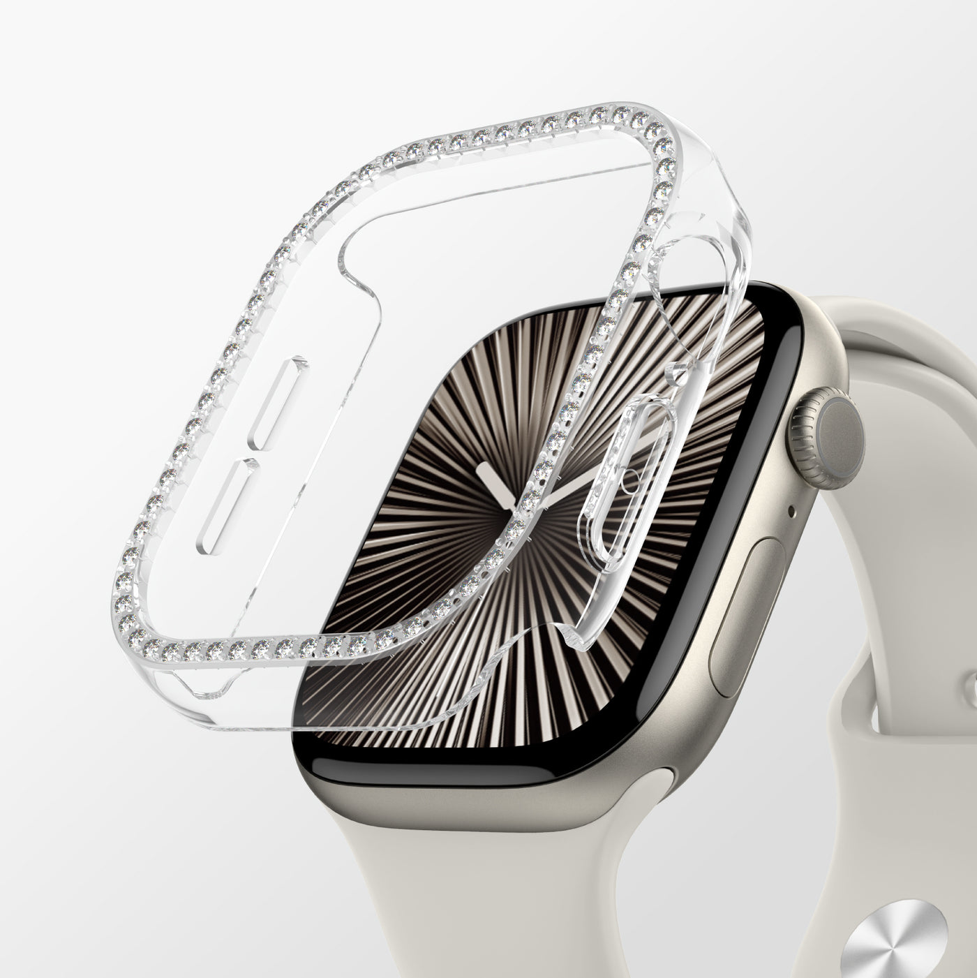 Apple Watch 10 46mm Amazingthing Gleam Fit FullGuard Taşlı Sert PC Kasa ve Ekran Koruyucu Siyah