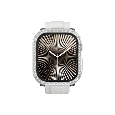 Apple Watch 10 46mm Amazingthing Gleam Fit FullGuard Taşlı Sert PC Kasa ve Ekran Koruyucu Şeffaf