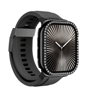 Apple Watch 10 46mm Amazingthing Gleam Fit FullGuard Taşlı Sert PC Kasa ve Ekran Koruyucu Şeffaf