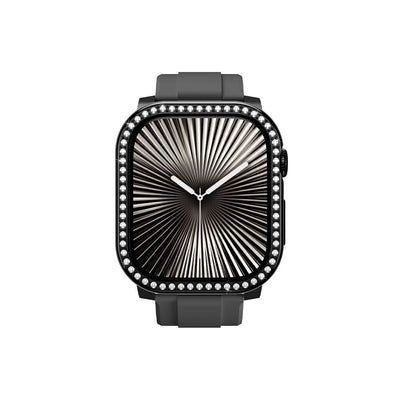 Apple Watch 10 46mm Amazingthing Gleam Fit FullGuard Taşlı Sert PC Kasa ve Ekran Koruyucu Şeffaf