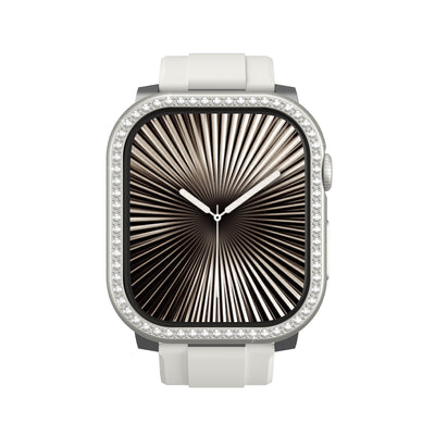 Apple Watch 10 46mm Amazingthing Gleam Fit FullGuard Taşlı Sert PC Kasa ve Ekran Koruyucu Şeffaf