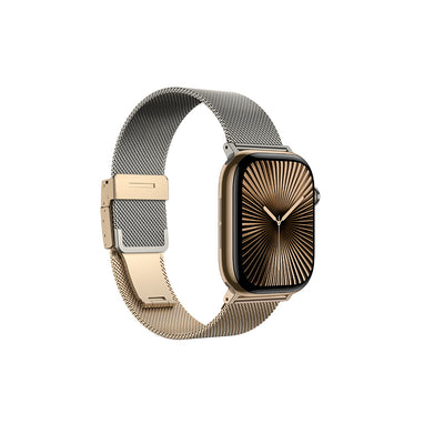 Apple Watch 10 46mm Amazingthing Omni StyleFlip Metal Hasır Kordon Rose Gold