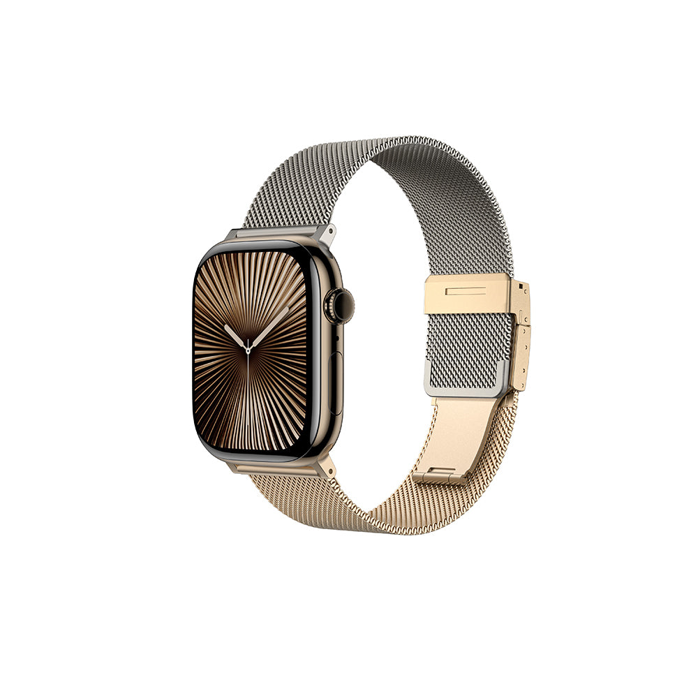 Apple Watch 10 46mm Amazingthing Omni StyleFlip Metal Hasır Kordon Rose Gold