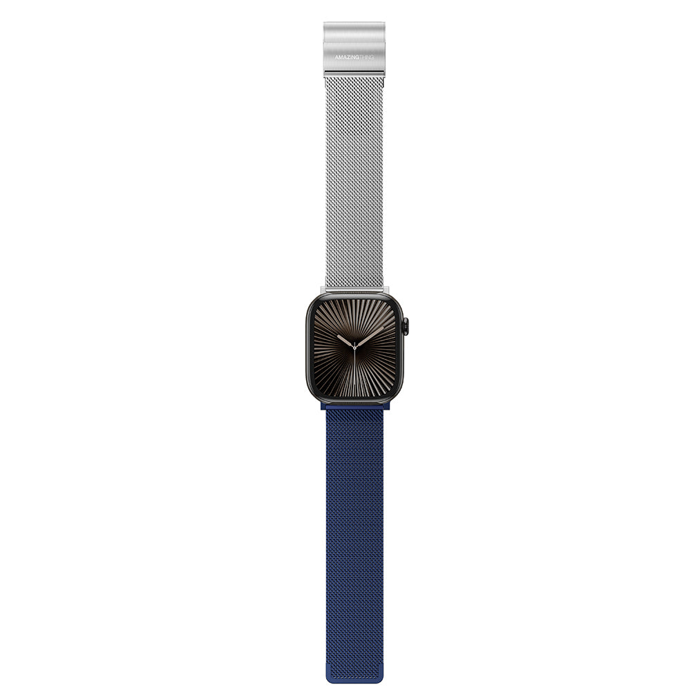 Apple Watch 10 46mm Amazingthing Omni StyleFlip Metal Hasır Kordon Titanyum