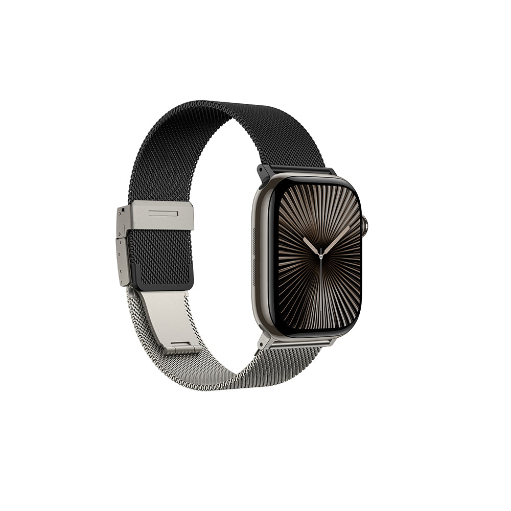 Apple Watch 10 46mm Amazingthing Omni StyleFlip Metal Hasır Kordon Rose Gold