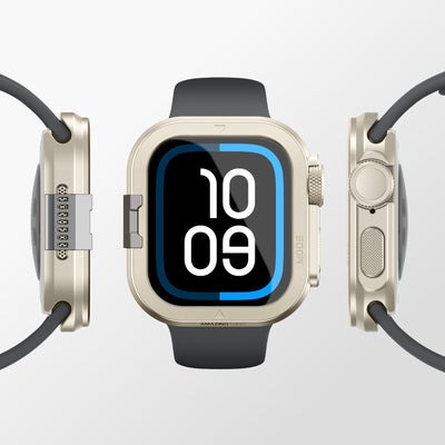 Apple Watch 10 46mm Amazingthing Premium Armor Fit FullGuard Metal Kasa ve Ekran Koruyucu Siyah