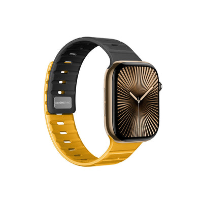 Apple Watch 10 46mm Amazingthing SilqLock Silikon Kordon Strap Kayış Gri