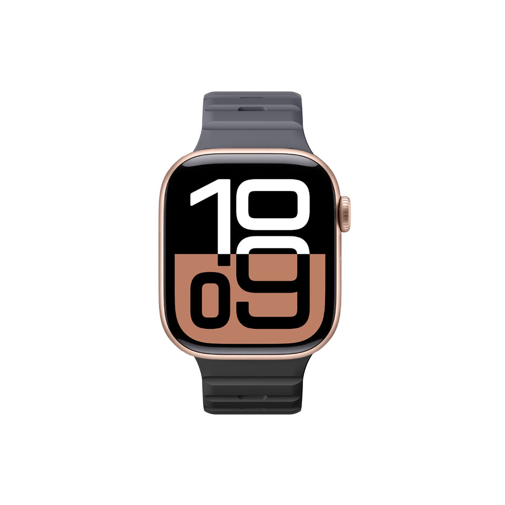 Apple Watch 10 46mm Amazingthing SilqLock Silikon Kordon Strap Kayış Gri