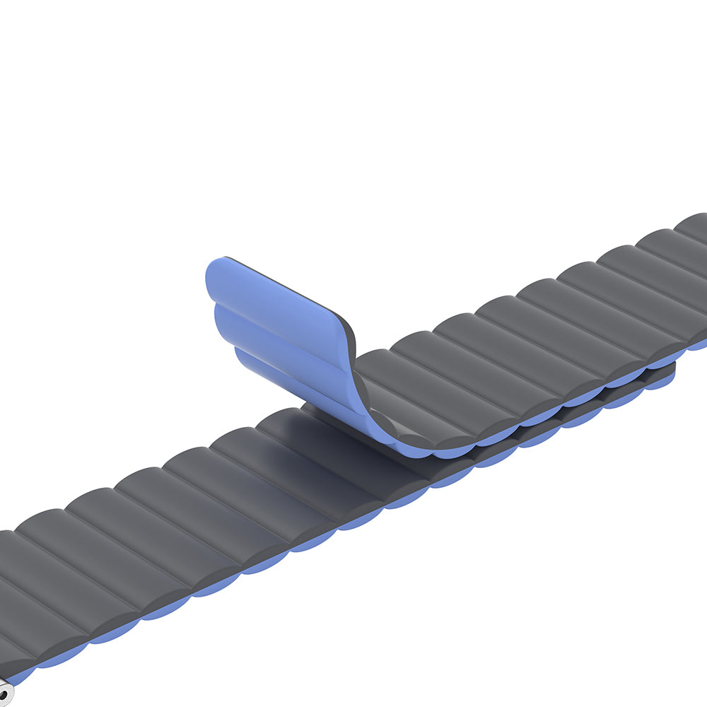 Apple Watch 10 46mm Amazingthing Smoothie Mag Magnetik Tak Çıkar Silikon Strap Kayış Siyah-Turuncu