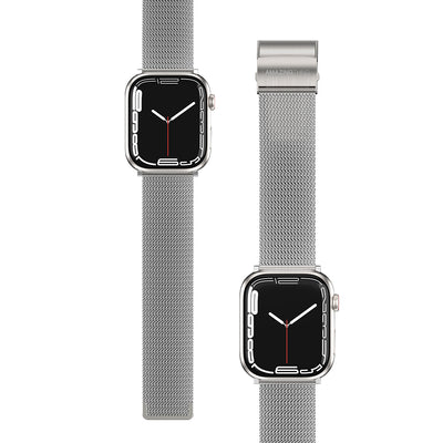 Apple Watch 10 46mm Amazingthing Titan Metal Hasır Kordon Gümüş