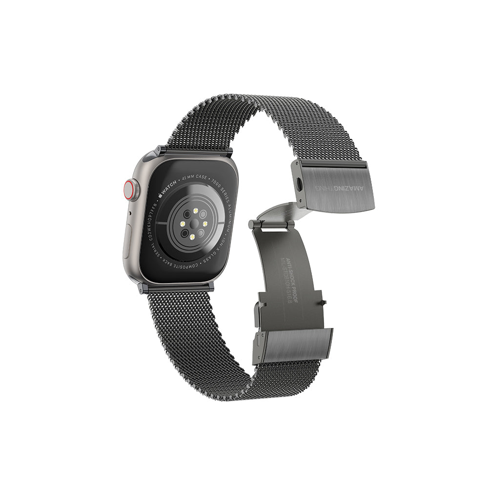 Apple Watch 10 46mm Amazingthing Titan Metal Hasır Kordon Gümüş