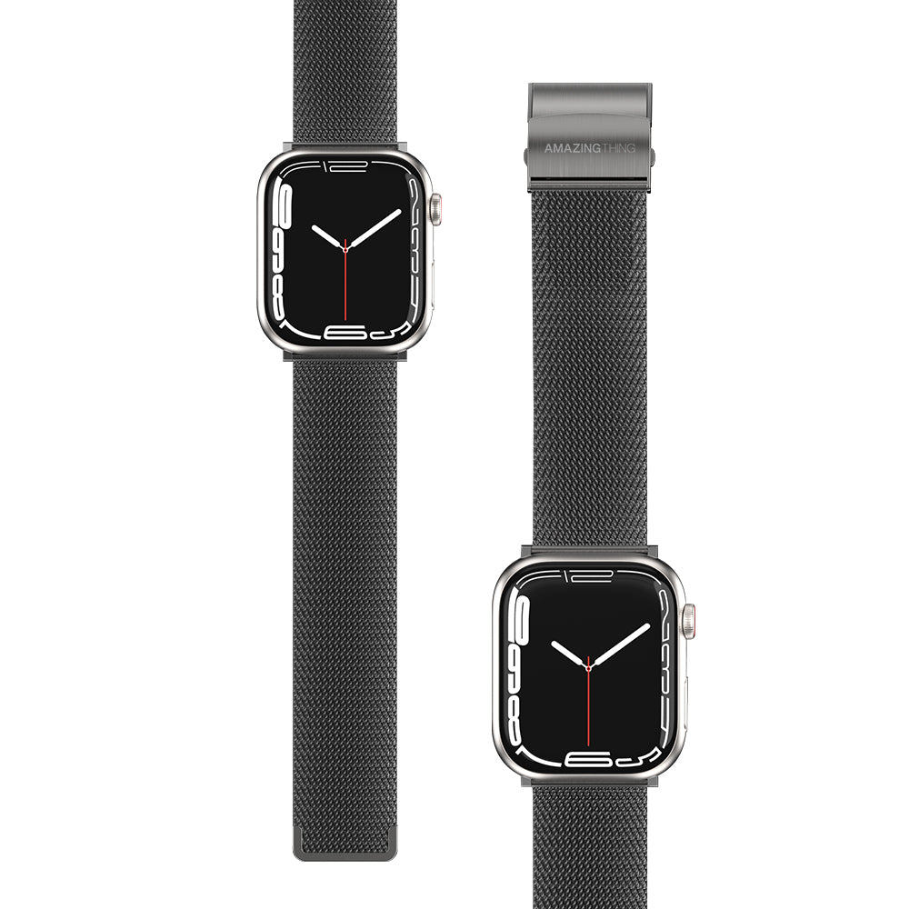 Apple Watch 10 46mm Amazingthing Titan Metal Hasır Kordon Gümüş