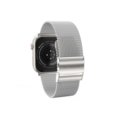Apple Watch 10 46mm Amazingthing Titan Metal Hasır Kordon Gümüş