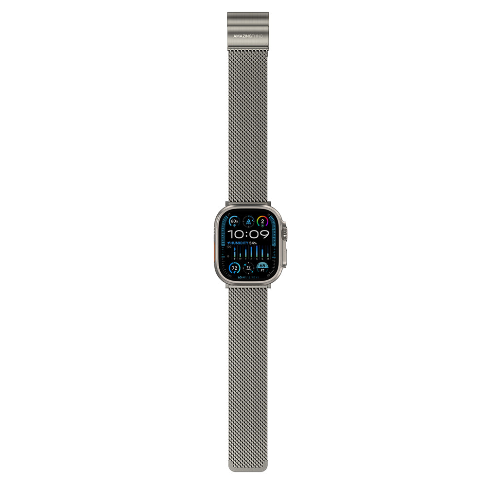 Apple Watch 10 46mm Amazingthing Titan Premium Metal Hasır Kordon Titanyum