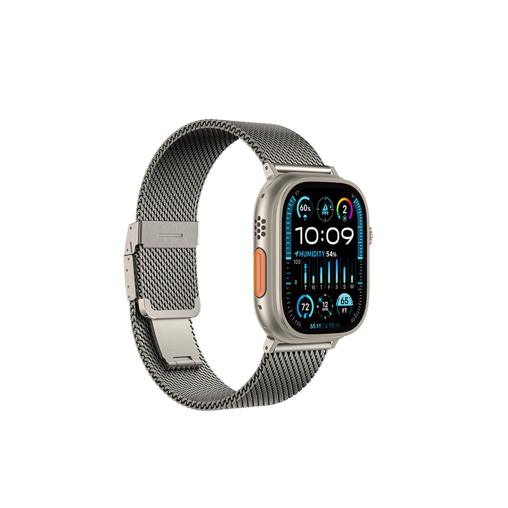 Apple Watch 10 46mm Amazingthing Titan Premium Metal Hasır Kordon Titanyum