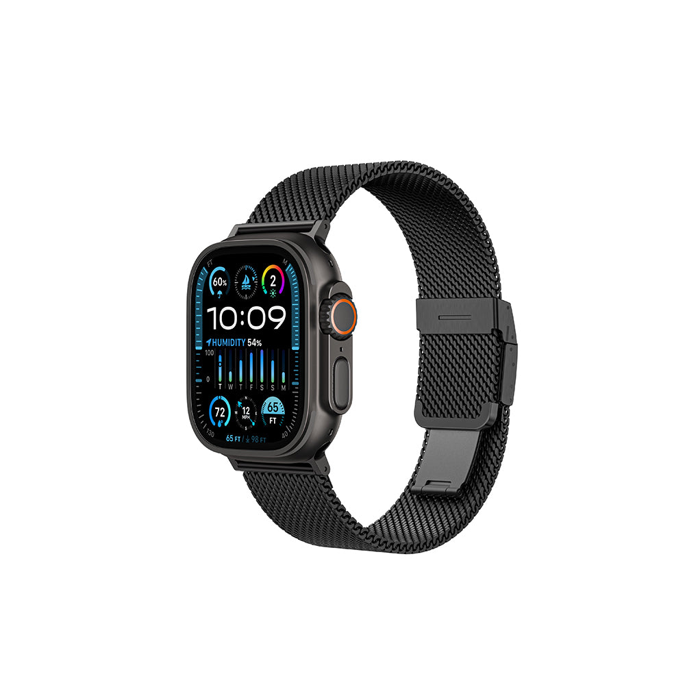 Apple Watch 10 46mm Amazingthing Titan Premium Metal Hasır Kordon Siyah