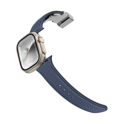 Apple Watch 10 46mm Amazingthing Titan Swift Deri Dokulu Silikon Kordon Gri