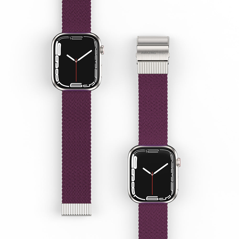 Apple Watch 10 46mm Amazingthing Titan Weave Örgü Sport Kordon Mor