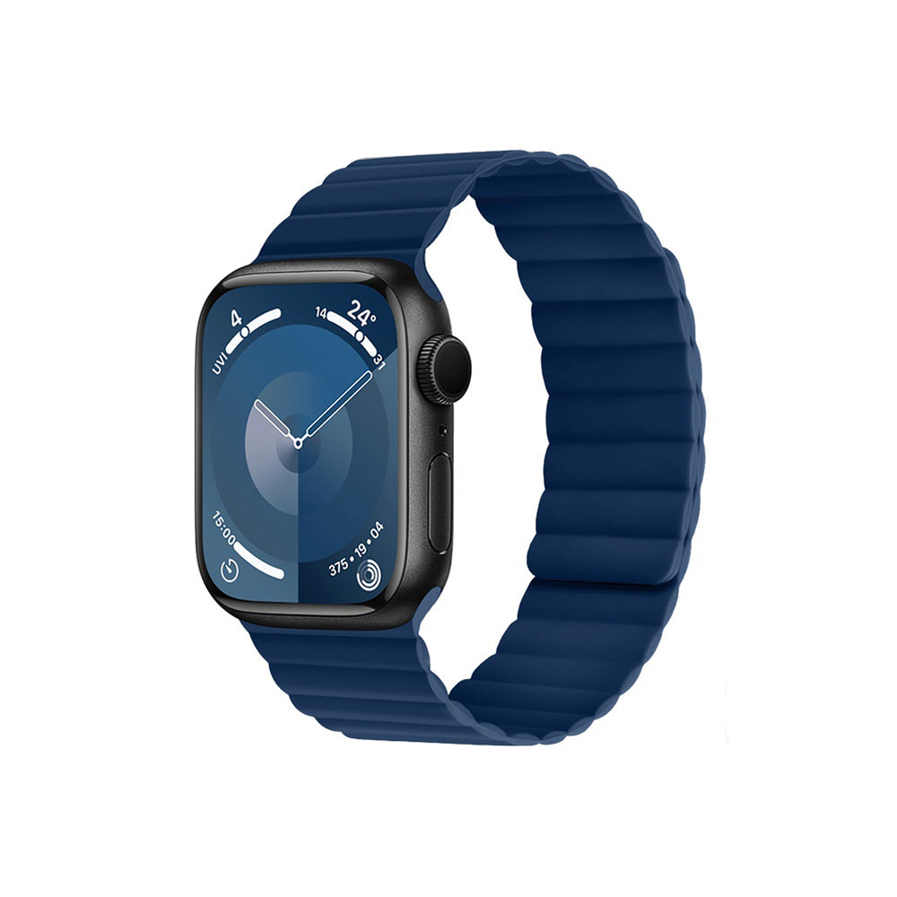 Apple Watch 10 46mm Kordon Raptic Magnetik Tak Çıkar Silikon Strap Kayış Lacivert