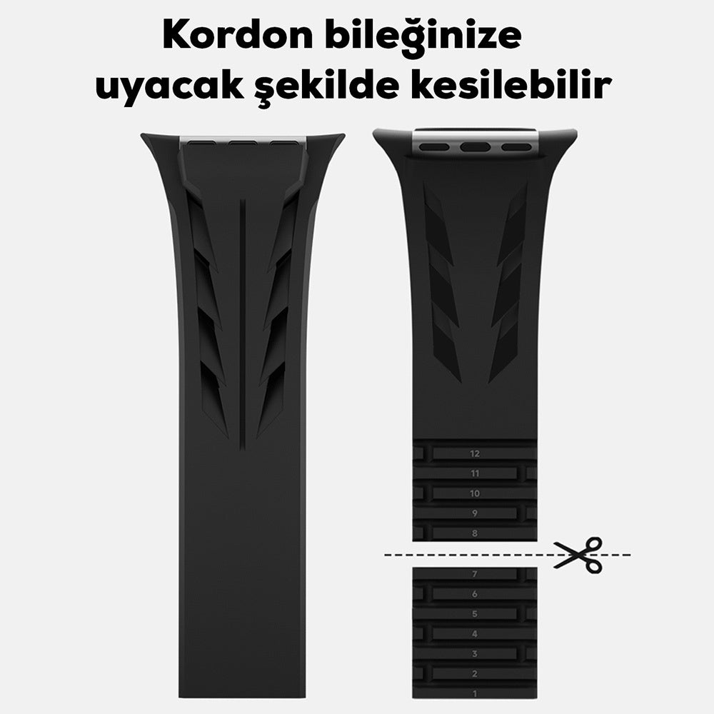 Apple Watch 10 46mm KRD-127 Metal Tokalı Silikon Kordon