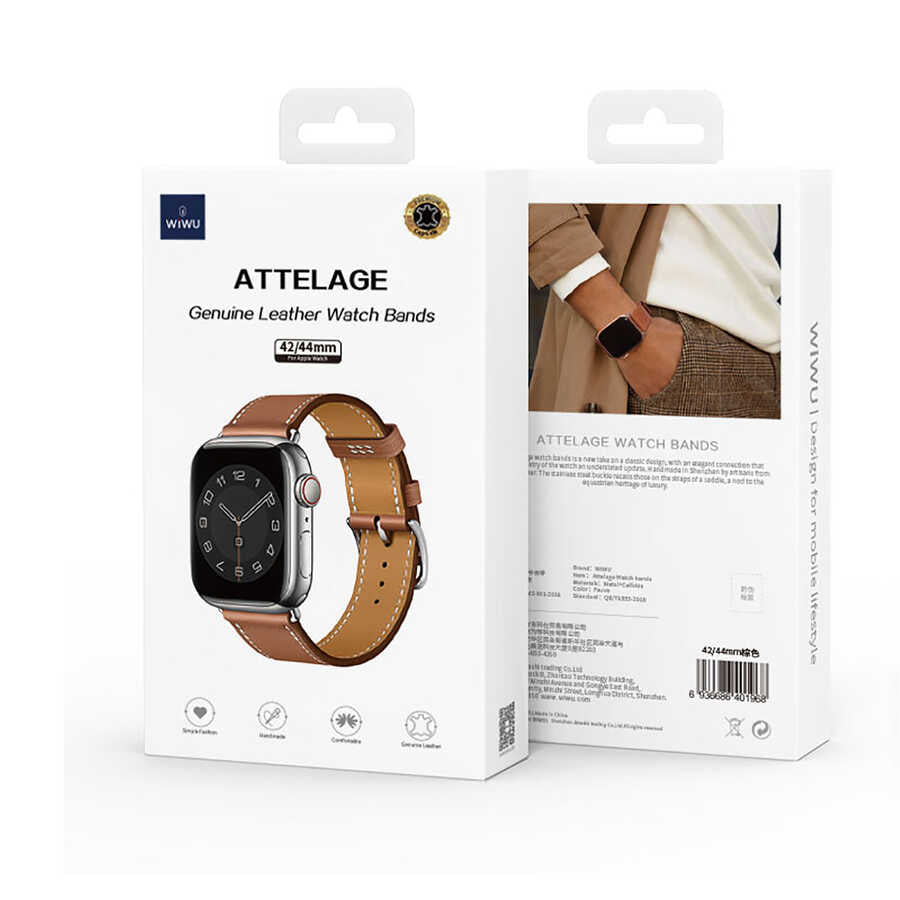 Apple Watch 38mm Wiwu Attleage Watchband Hakiki Deri Kordon