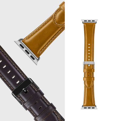 Apple Watch 38mm Wiwu Leather Watchband Deri Kordon Kahve Koyu