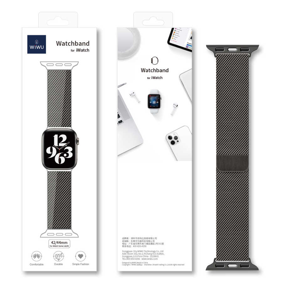 Apple Watch 38mm Wiwu Minalo Metal Kordon Gümüş