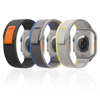 Apple Watch 38mm Wiwu Trail Loop Naylon Örgü İşlemeli Hasır Kordon Strap Kayış Gri-Mavi
