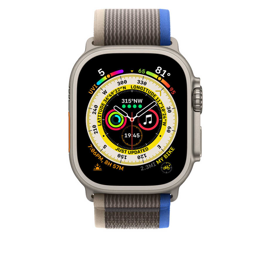 Apple Watch 38mm Wiwu Trail Loop Naylon Örgü İşlemeli Hasır Kordon Strap Kayış Gri-Mavi