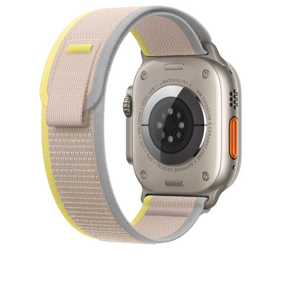 Apple Watch 38mm Wiwu Trail Loop Naylon Örgü İşlemeli Hasır Kordon Strap Kayış Beyaz-Sarı