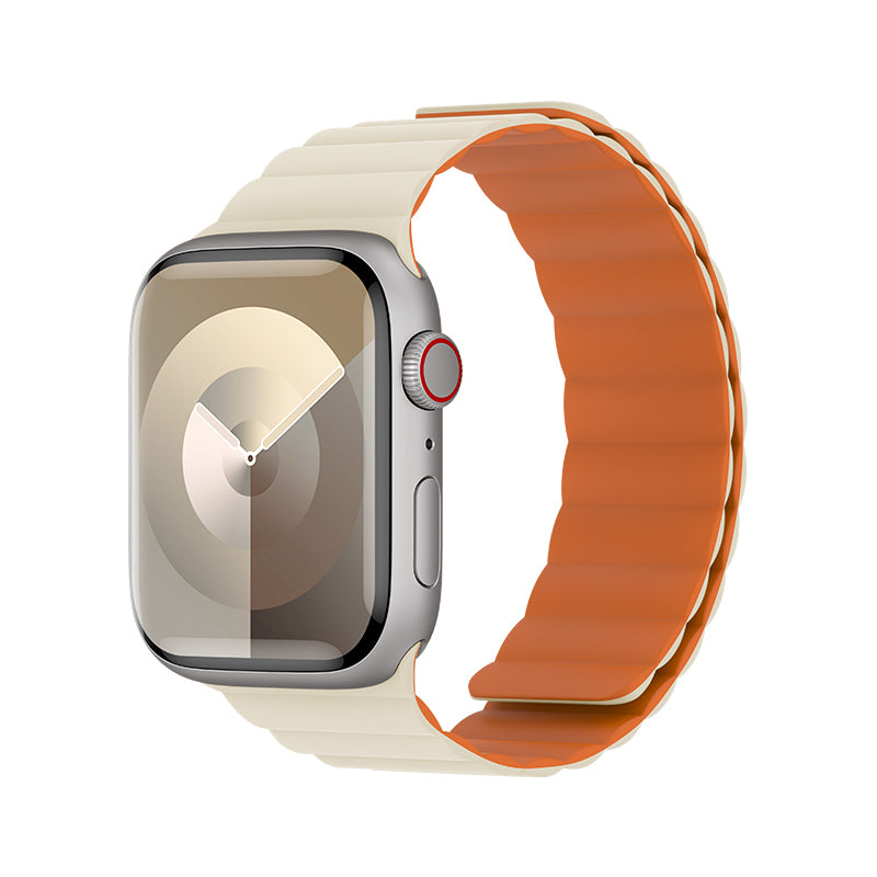 Apple Watch 40mm Benks Magnetik Tak Çıkar Silikon Strap Kayış Starlight-Turuncu