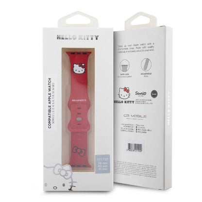 Watch 40mm Hello Kitty Orjinal Lisanslı Yazı Logolu Fiyonk & Kitty Head Silikon Kordon