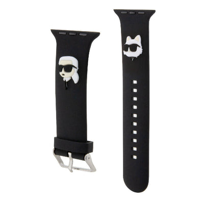 Apple Watch 40mm Karl Lagerfeld Orjinal Lisanslı İkonik Karl & Choupette Logolu Silikon Kordon Beyaz