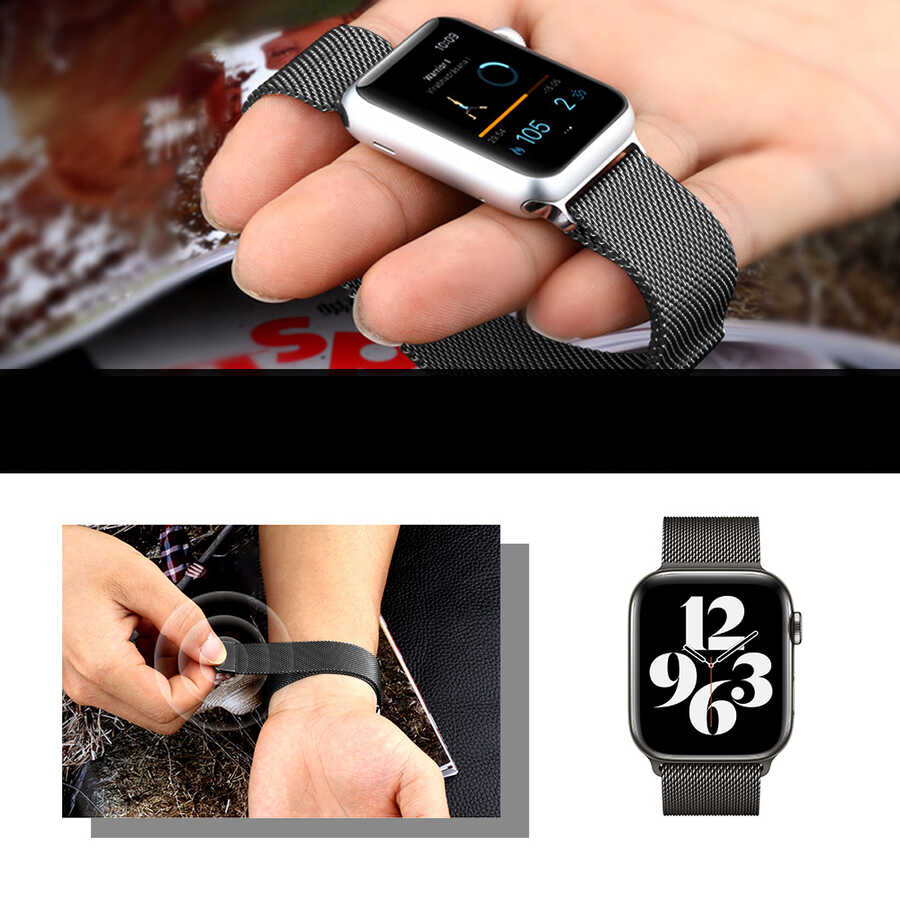 Apple Watch 40mm Wiwu Minalo Metal Kordon Siyah