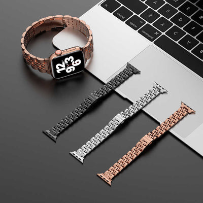 Apple Watch 40mm Wiwu Seven Beads Steel Belt Metal Kordon Siyah