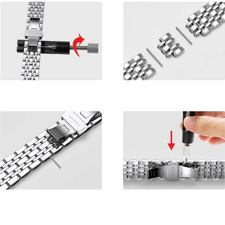 Apple Watch 40mm Wiwu Seven Beads Steel Belt Metal Kordon Siyah