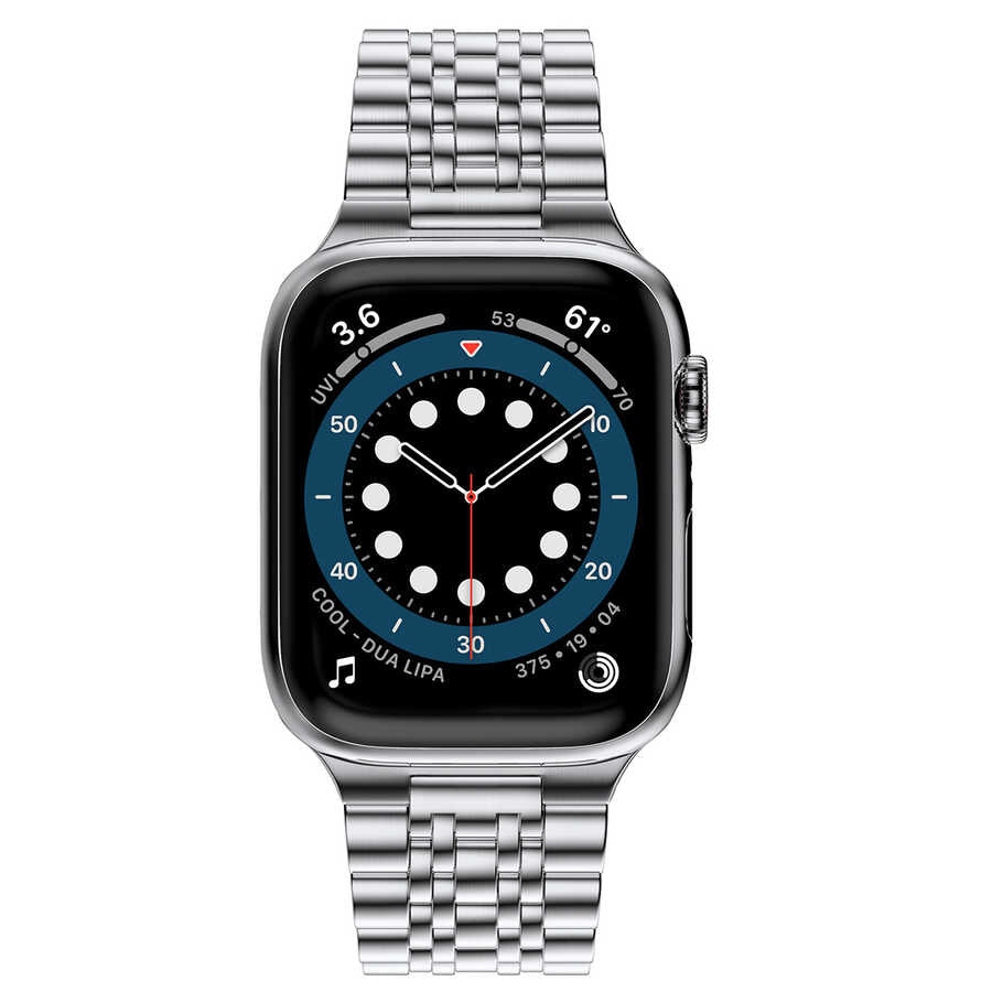 Apple Watch 40mm Wiwu Seven Beads Steel Belt Metal Kordon Siyah