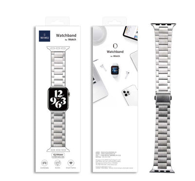Apple Watch 40mm Wiwu Ultra Thin Steel Belt Three Beads Metal Kordon Gümüş