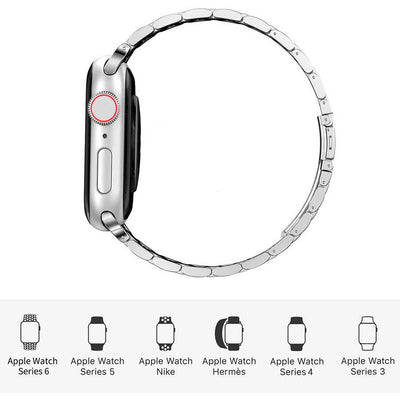 Apple Watch 40mm Wiwu Ultra Thin Steel Belt Three Beads Metal Kordon Gümüş