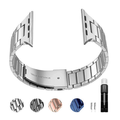 Apple Watch 40mm Wiwu Ultra Thin Steel Belt Three Beads Metal Kordon Gümüş
