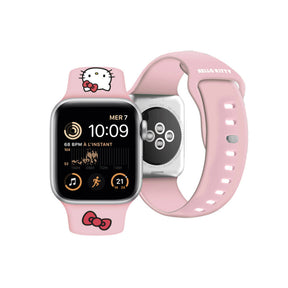 Apple Watch 40mm Hello Kitty Orjinal Lisanslı Yazı Logolu Fiyonk & Kitty Head Silikon Kordon